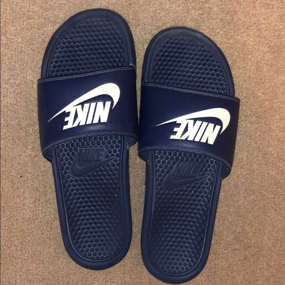 nike slides navy blue